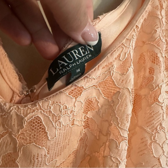 Lauren Ralph Lauren LRL Peach Paisley Lace Ruffle Lined Shift Dress 14 NWT Pink - Picture 2 of 8